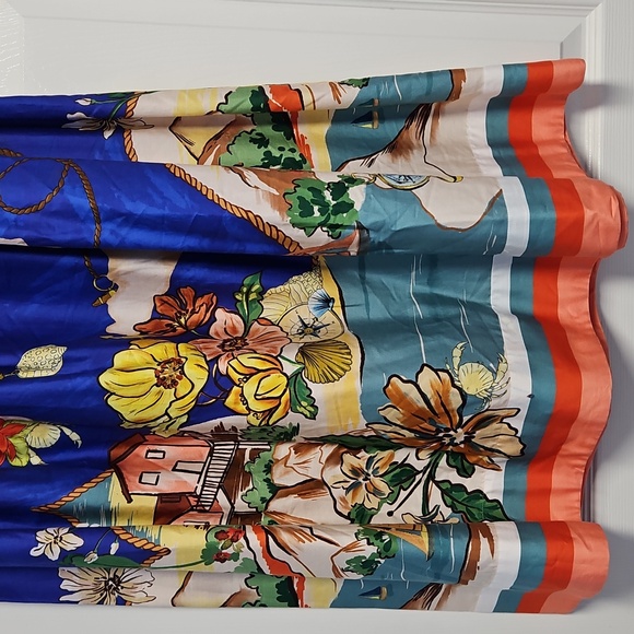 ANTONIO MELANI Evie Cotton A-line Maxi Skirt: Ocean Print: Size-14 - Picture 3 of 16